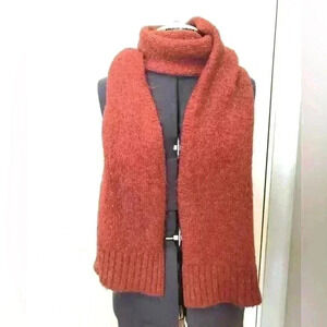 NWT UNIVERSAL THREAD KNIT WOOL BLEND ORANGE SUPER LONG SCARF ABOUT 76"